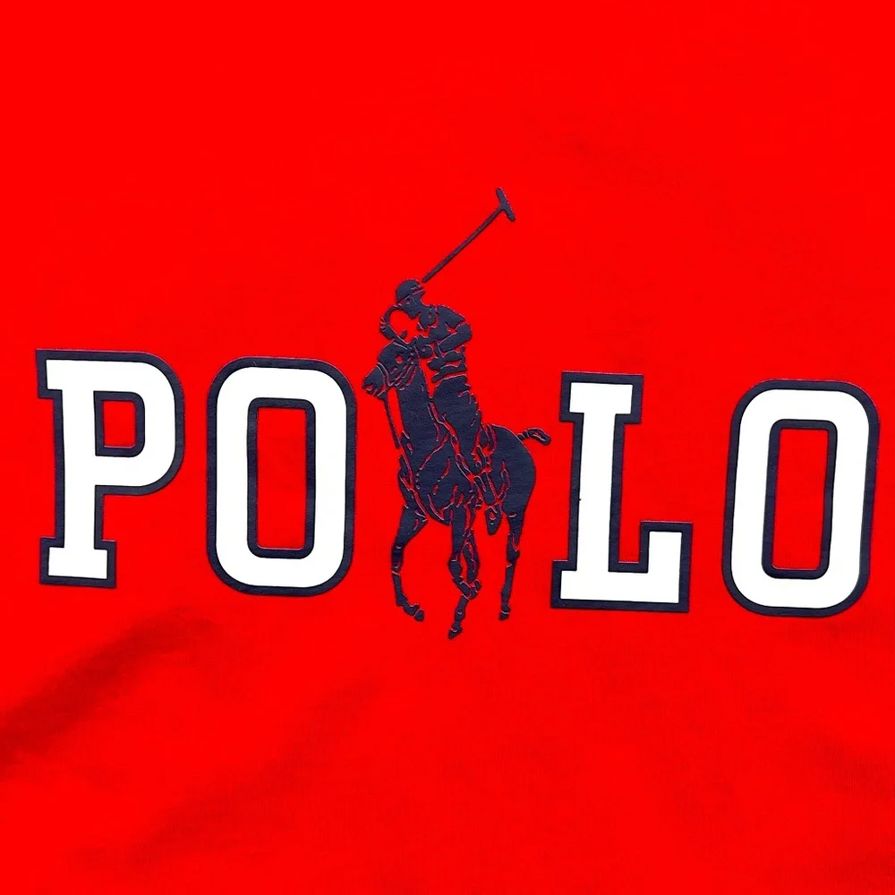 POLO RALPH LAUREN, MEN’S TEE-SHIRT, RED WITH LARHE NAVY & WHIT LOGO IN FRONT, XL - Picture 8 of 16